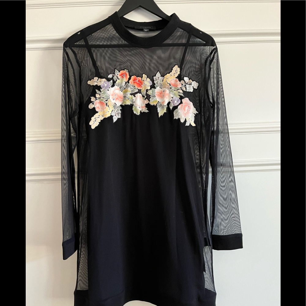 All Saints Sheer dress with floral detail
